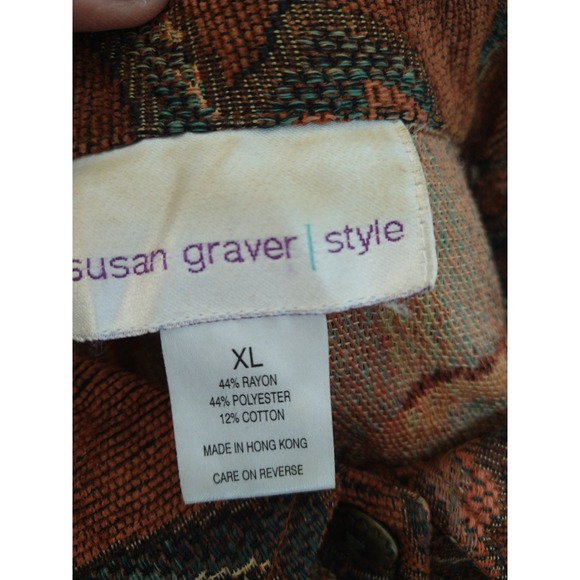 womens SUSAN GARVER STYLE unlined TAPESTRY TYPE FABRIC jacket, size XL, COLORFUL - Picture 12 of 12